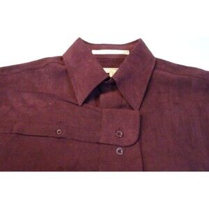Forsyth Of Canada Mens Shirt Medium Burgundy Chemiser Button Up Soft Suede Cloth